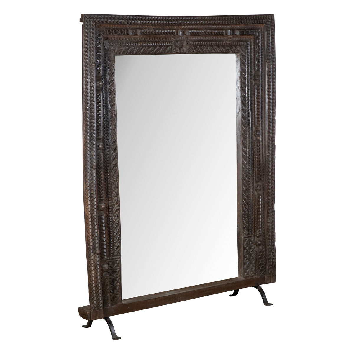 Carved Teak Heritage Floor Mirror by Studio Vastu