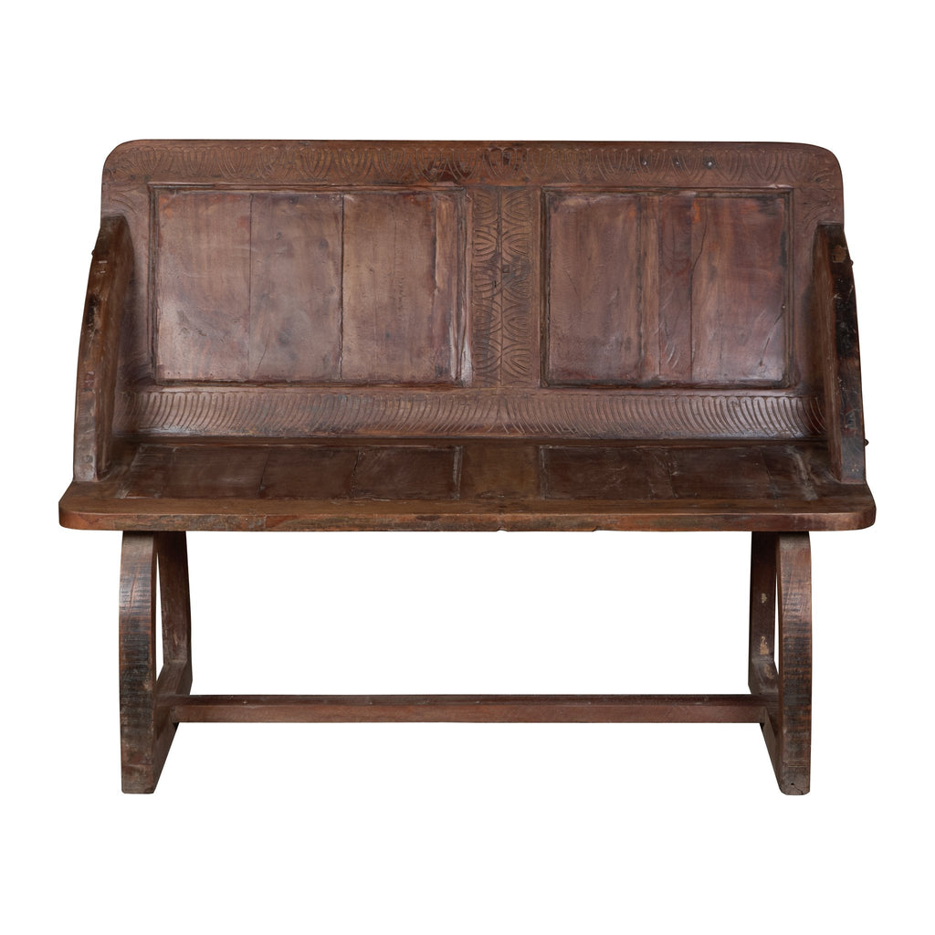 Carved Teak High-Back Bench by Studio Vastu