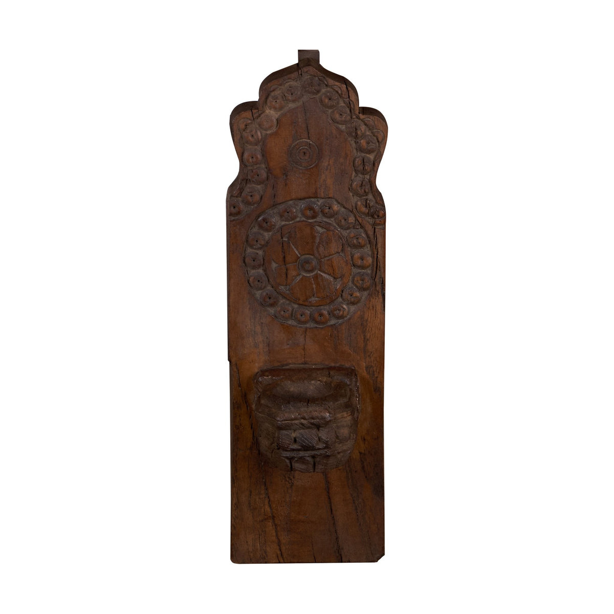 Carved Teak Jharokha-Style Accent Candle Sconce by Studio Vastu