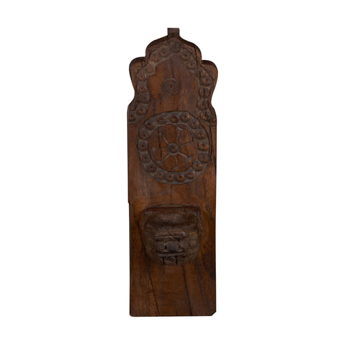 Carved Teak Jharokha-Style Accent Candle Sconce by Studio Vastu