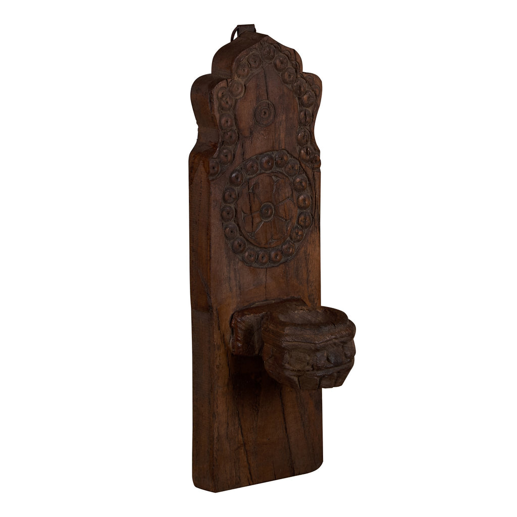 Carved Teak Jharokha-Style Accent Candle Sconce by Studio Vastu