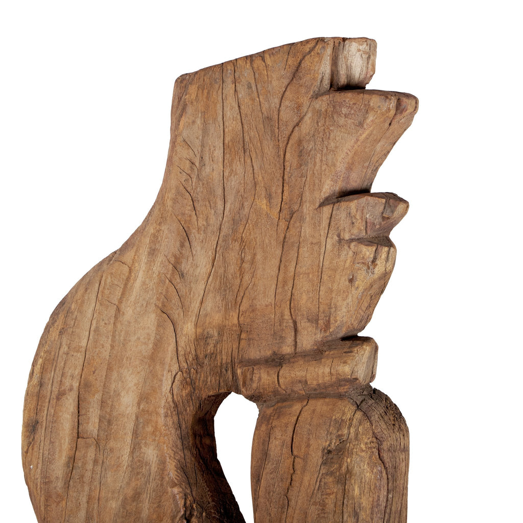 Carved Wood Folk Art Fragment on Iron Stand by Studio Vastu