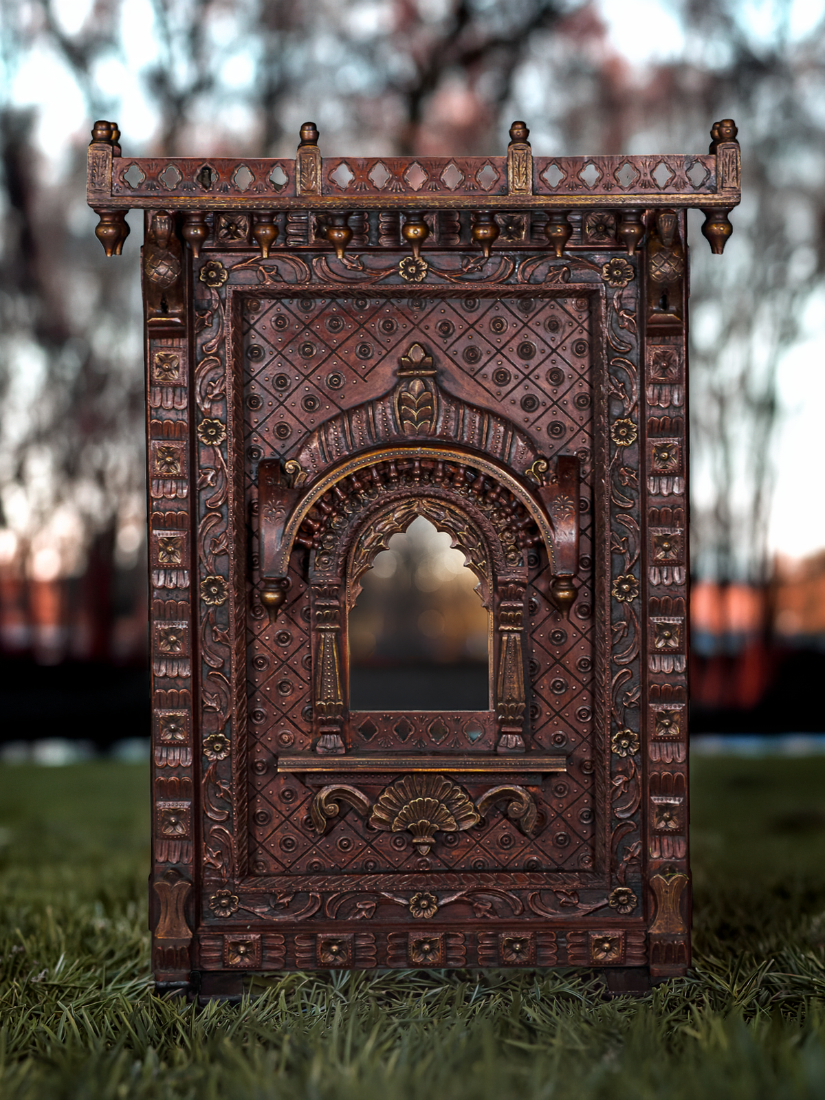 Carved Wood Haveli Jharokha Frame by Studio Vastu