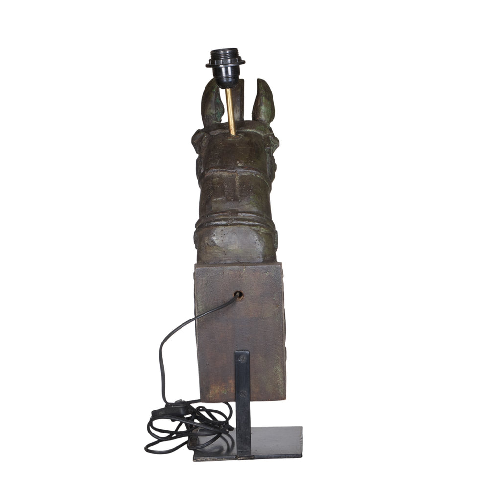 Carved Wood Horse Table Lamp by Studio Vastu
