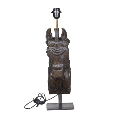 Carved Wood Horse Table Lamp by Studio Vastu