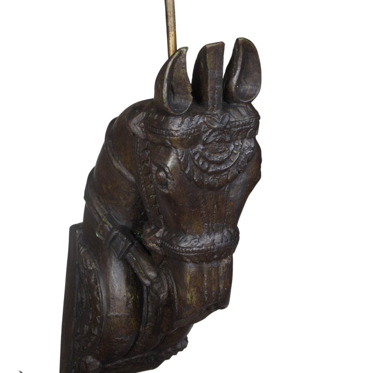 Carved Wood Horse Table Lamp by Studio Vastu