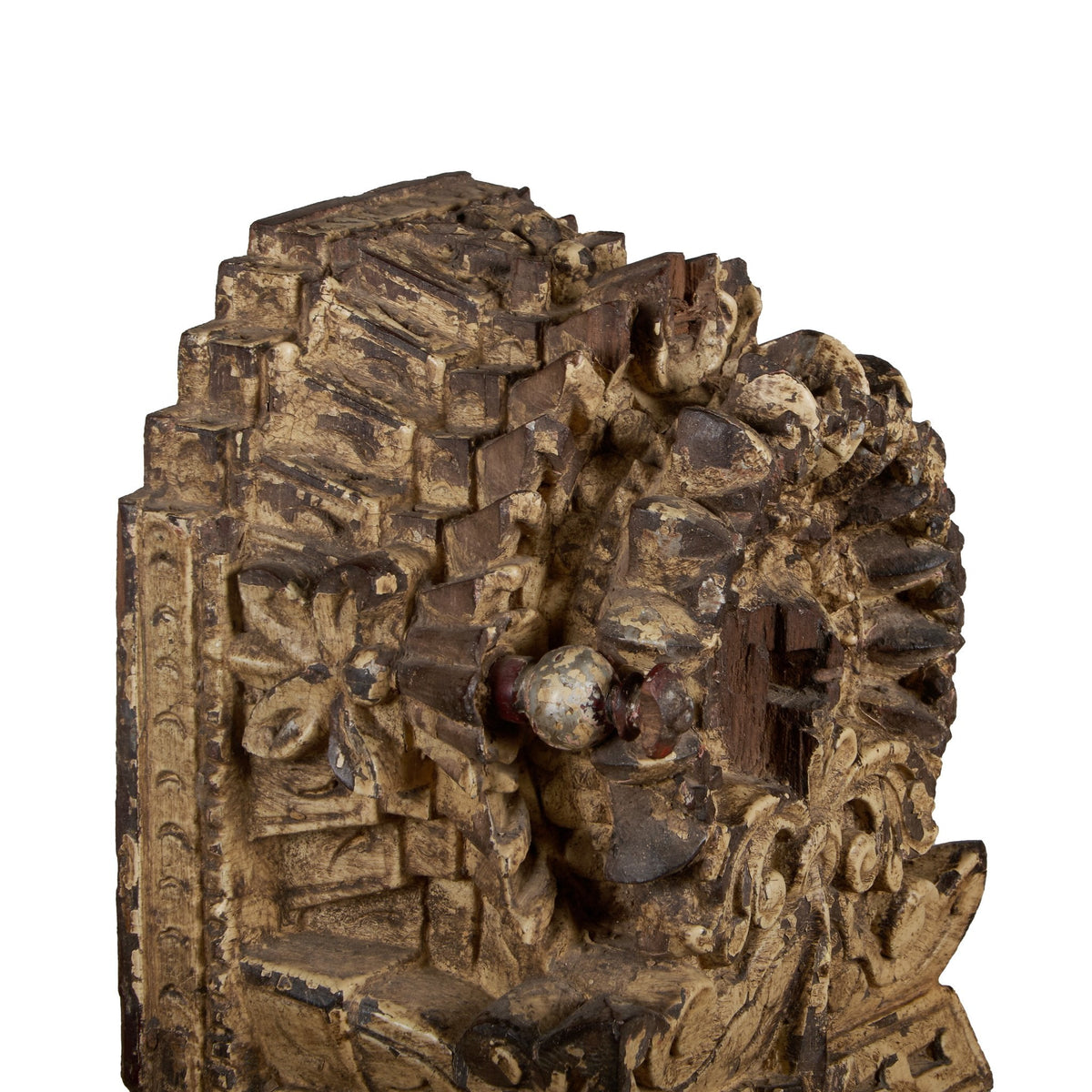 Carved Wood Jharokha-Style Accent Fragment on Iron Stand by Studio Vastu