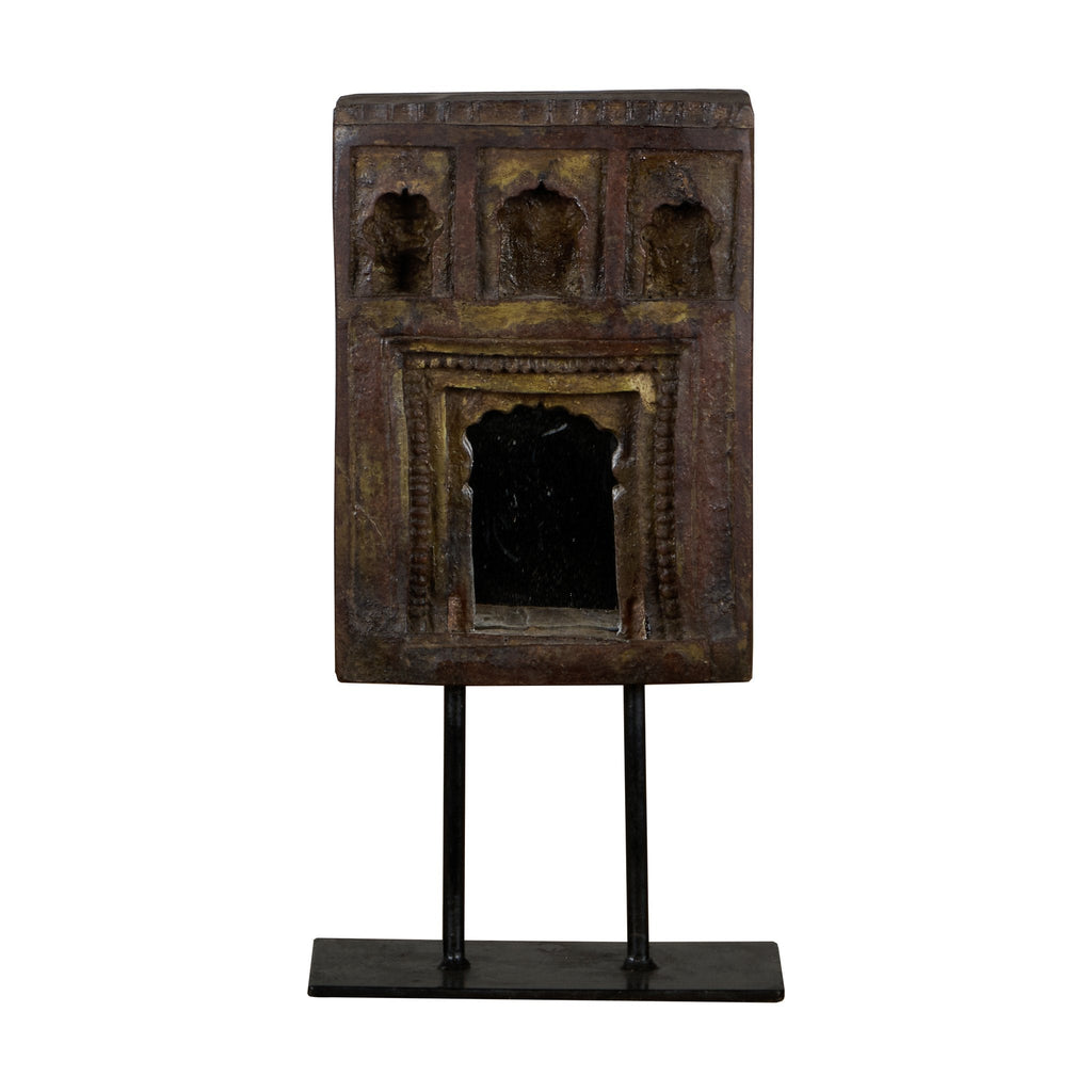 Carved Wood Jharokha-Style Accent Mirrored Accent on Stand by Studio Vastu