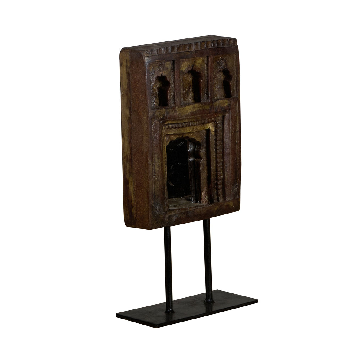 Carved Wood Jharokha-Style Accent Mirrored Accent on Stand by Studio Vastu