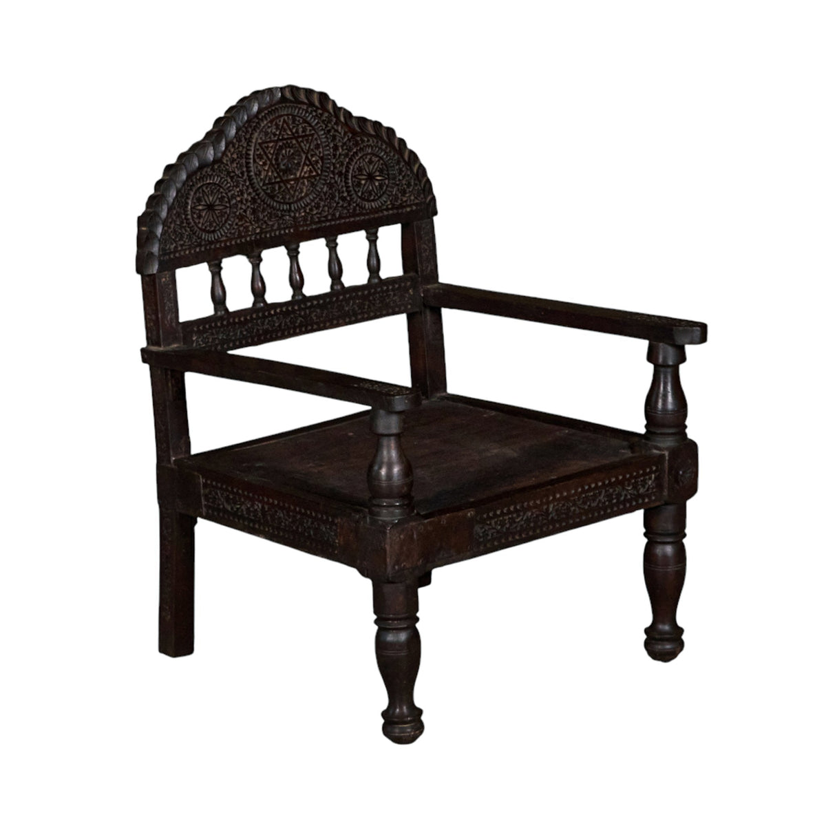 Carved Wood Three-Piece Seating Set by Studio Vastu