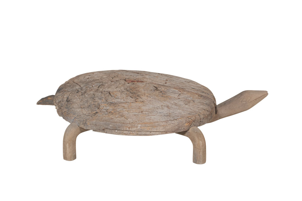 Carved Wood Tortoise Bajot by Studio Vastu