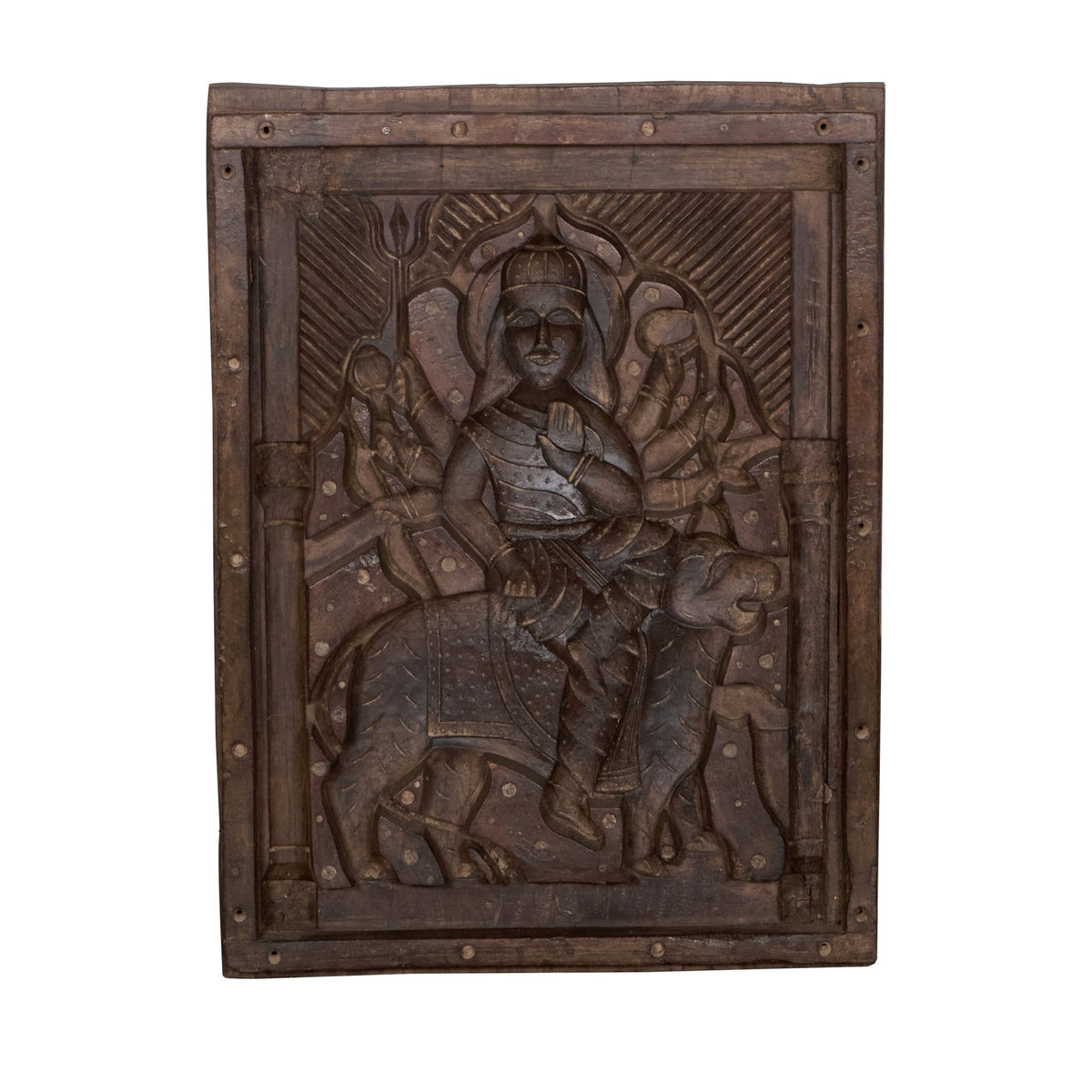 Carved Wooden Deity Relief Panel by Studio Vastu