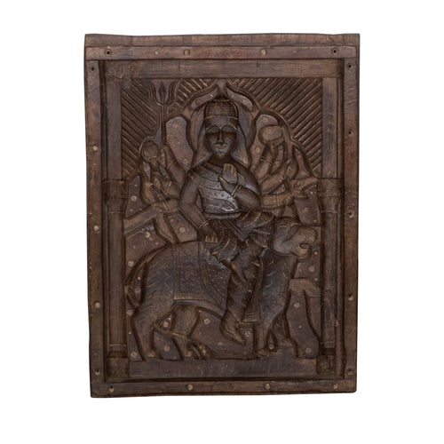 Carved Wooden Deity Relief Panel by Studio Vastu