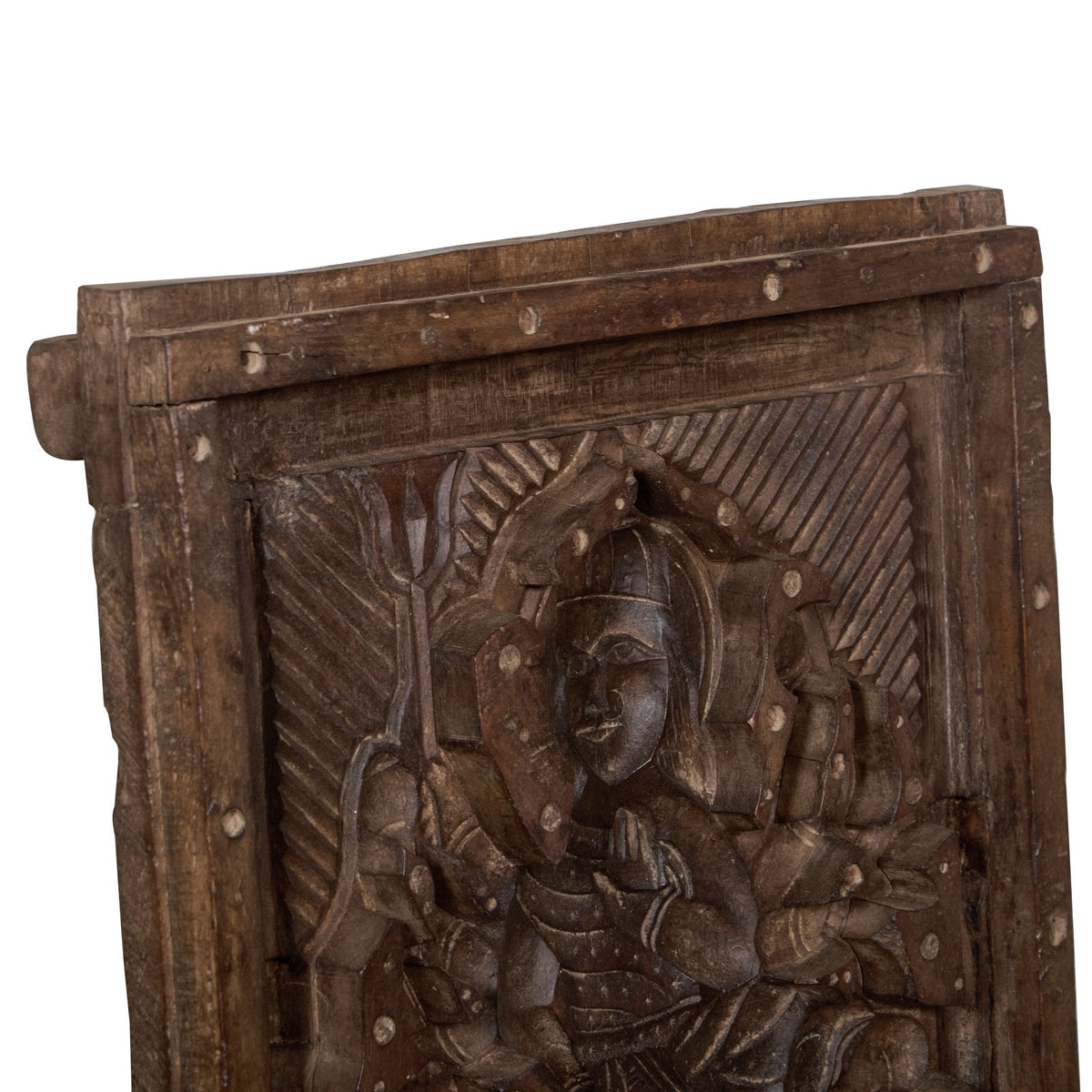 Carved Wooden Deity Relief Panel by Studio Vastu