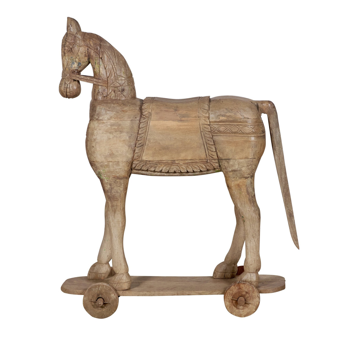 Carved Wooden Horse on Wheels by Studio Vastu