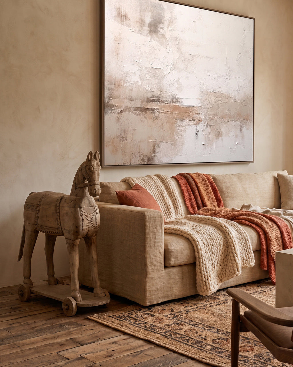 Carved Wooden Horse on Wheels by Studio Vastu