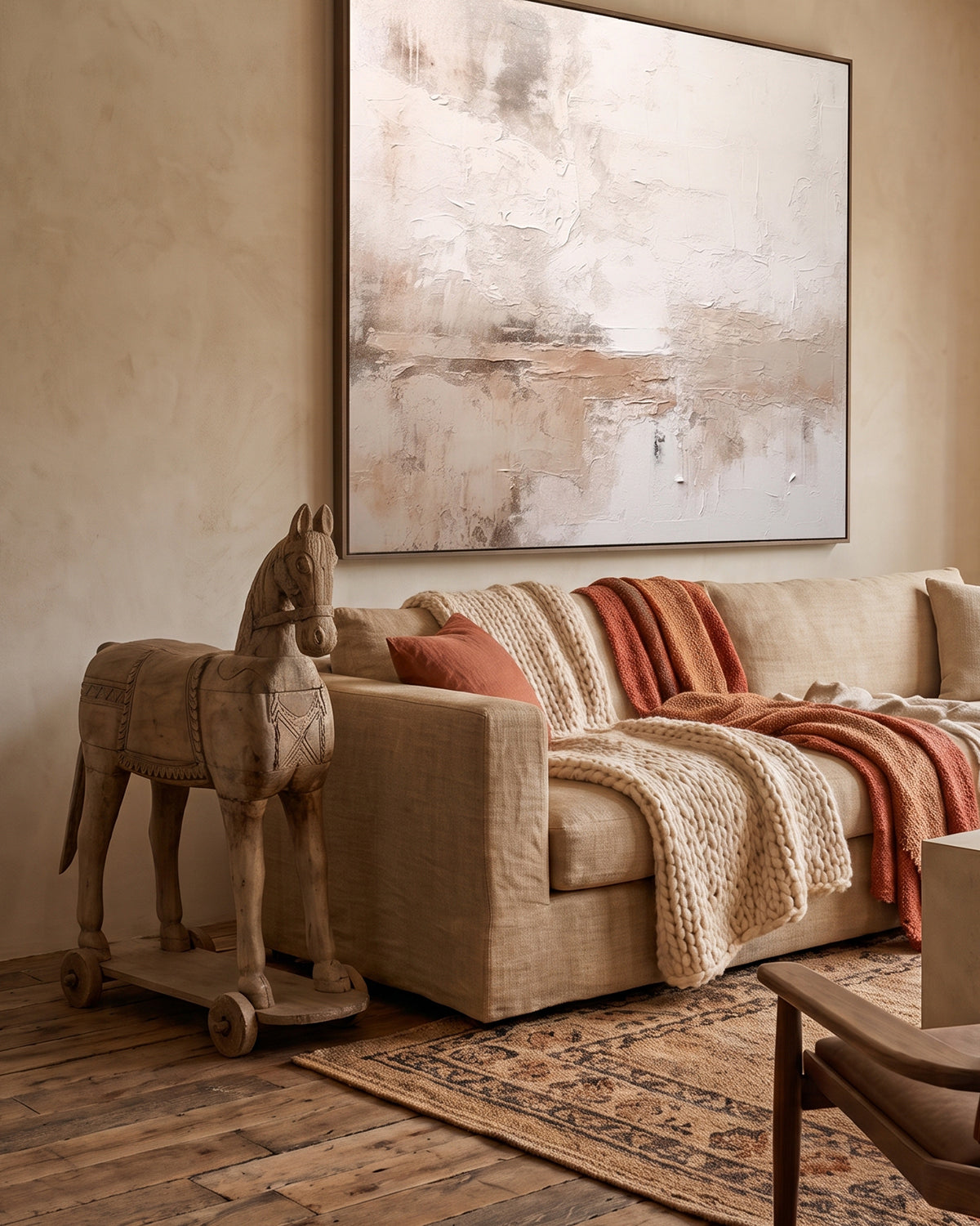 Carved Wooden Horse on Wheels by Studio Vastu