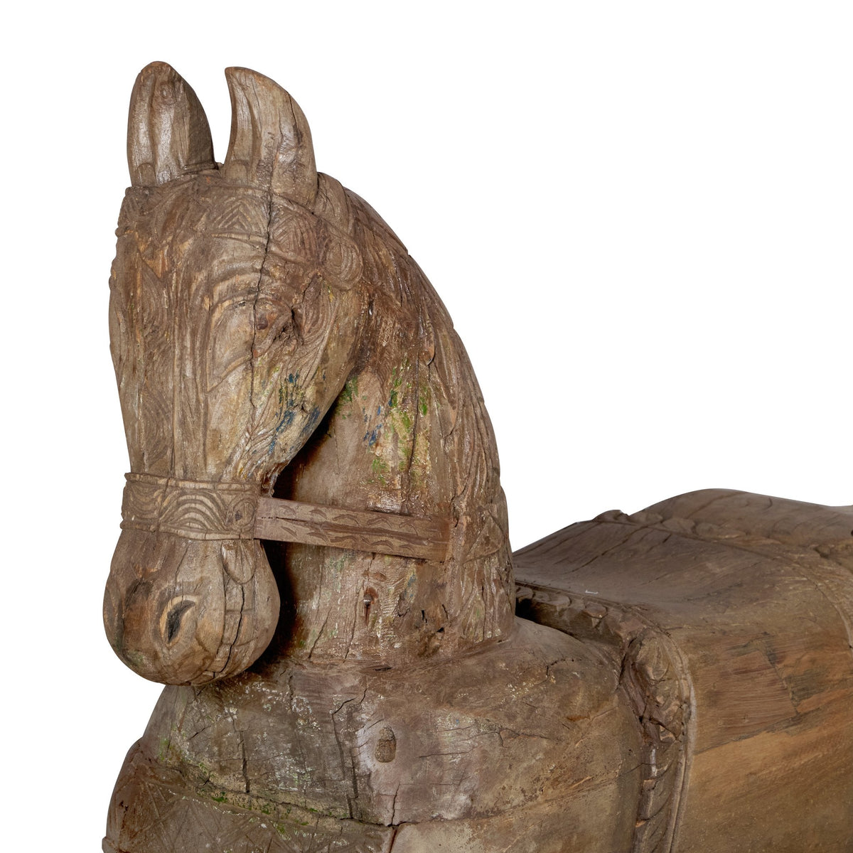 Carved Wooden Horse on Wheels by Studio Vastu