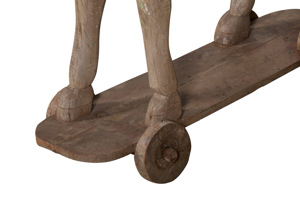 Carved Wooden Horse on Wheels by Studio Vastu