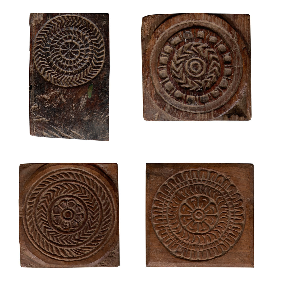 Carved Wooden Indian Biscuit Mold Block by Studio Vastu