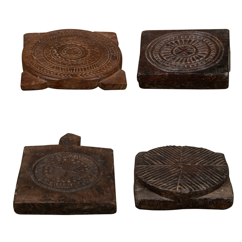 Carved Wooden Indian Biscuit Mold Block by Studio Vastu