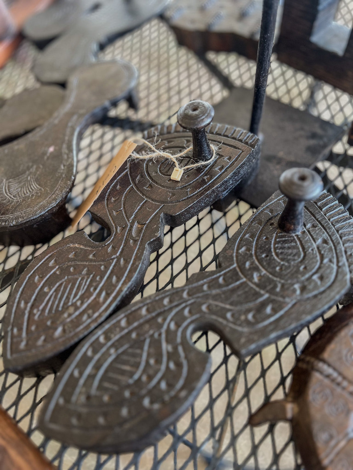 Carved Wooden Paduka Hook by Studio Vastu