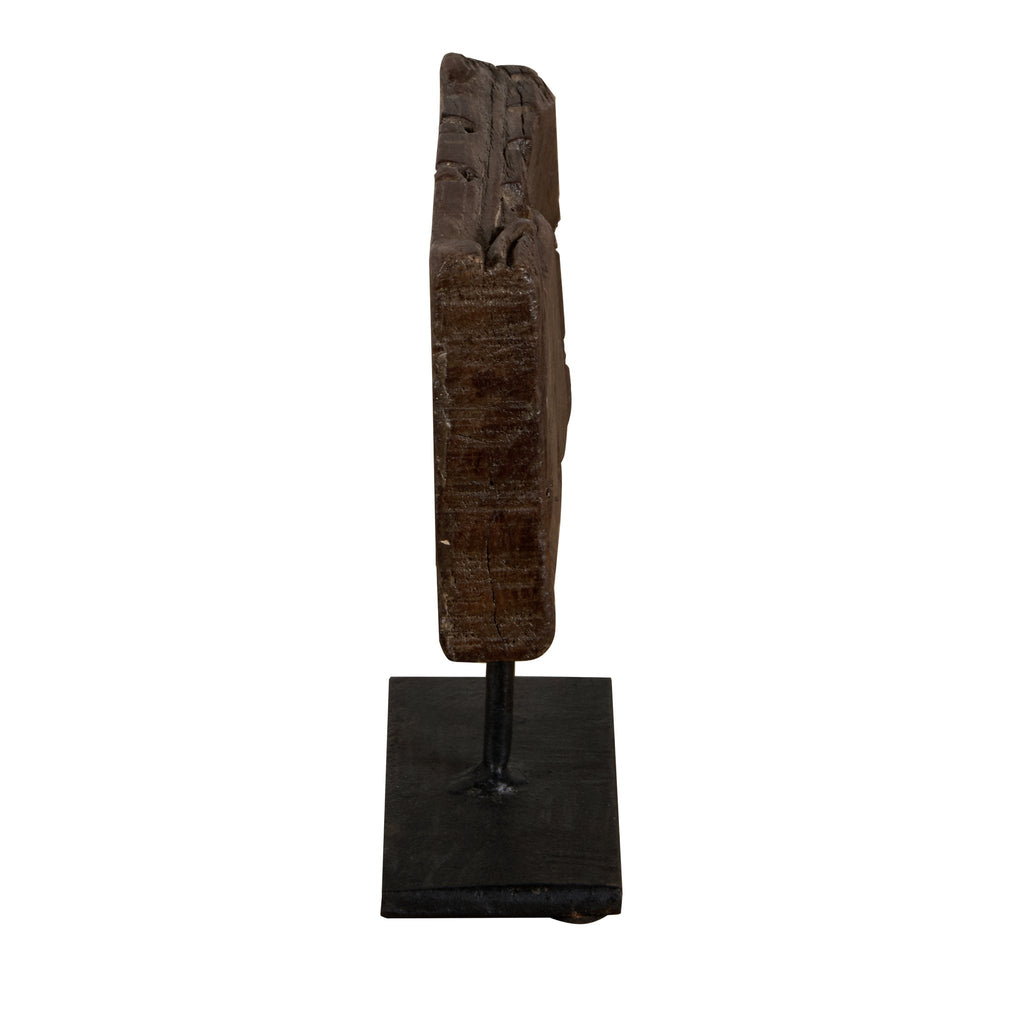 Carved Wooden Textile Block Fragments on Stand by Studio Vastu