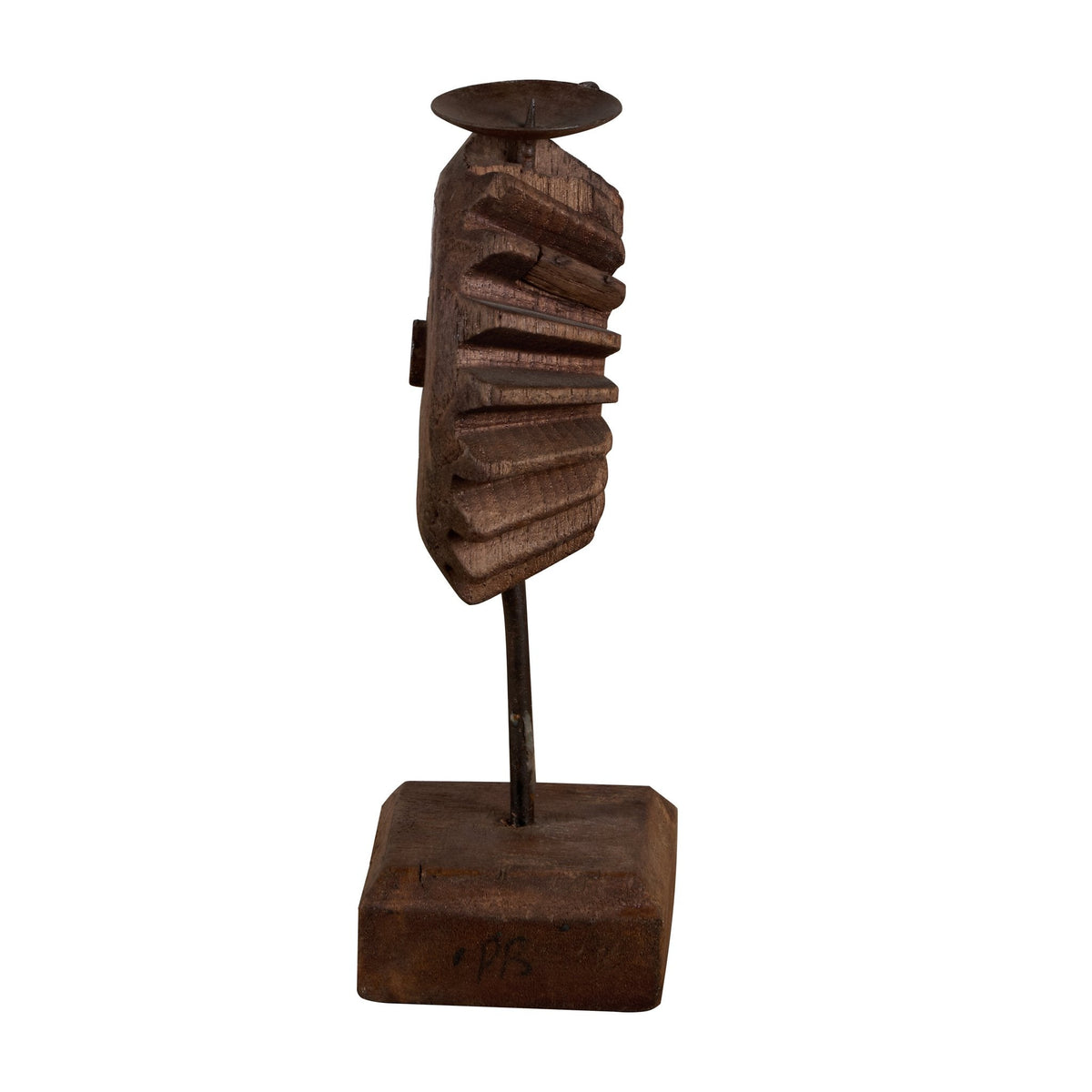 Carved Wooden Textile Block Fragments on Stand by Studio Vastu