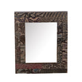 Carved Wooden Textile Block Mirror by Studio Vastu