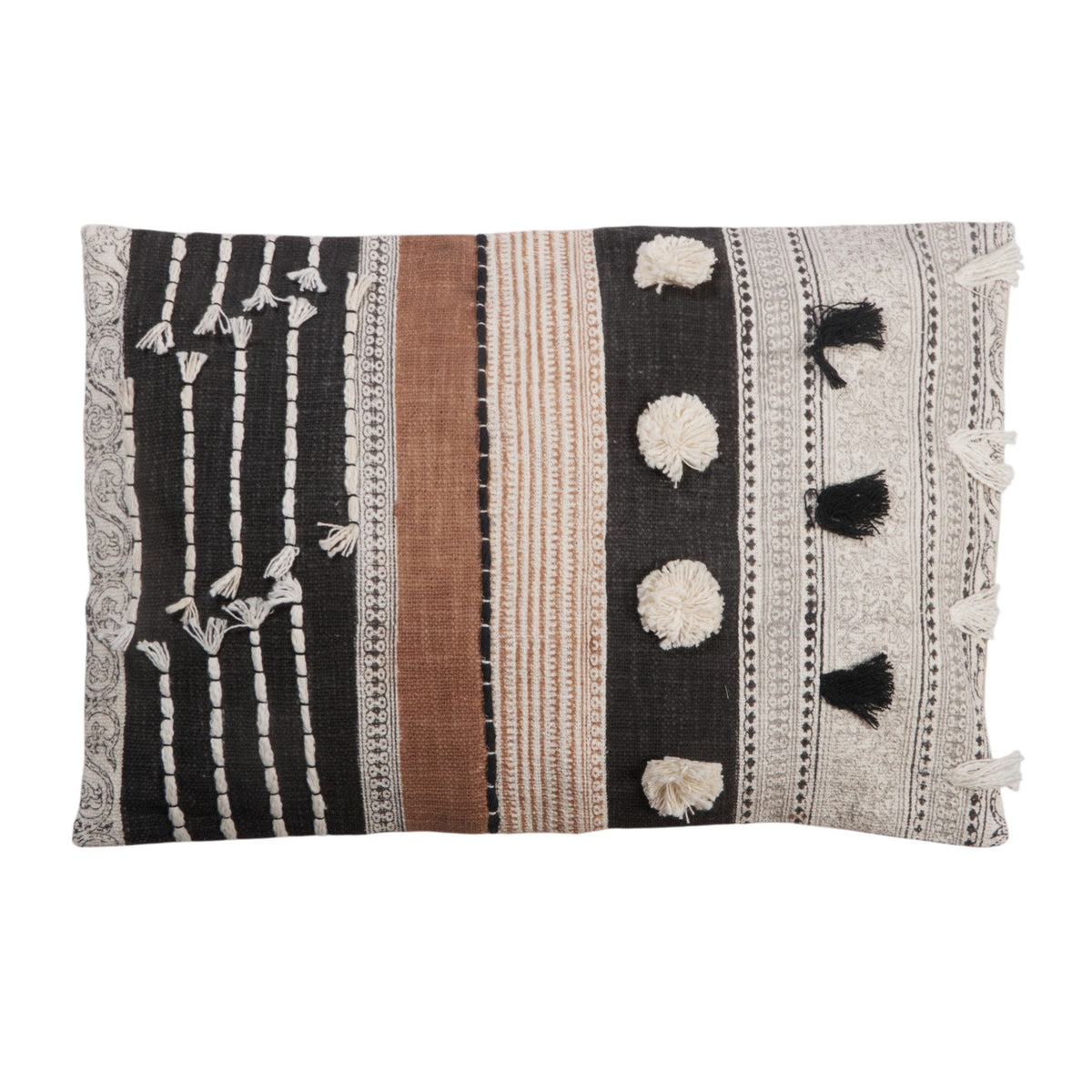 Charcoal & Terracotta Cotton Lumbar Pillow by Studio Vastu