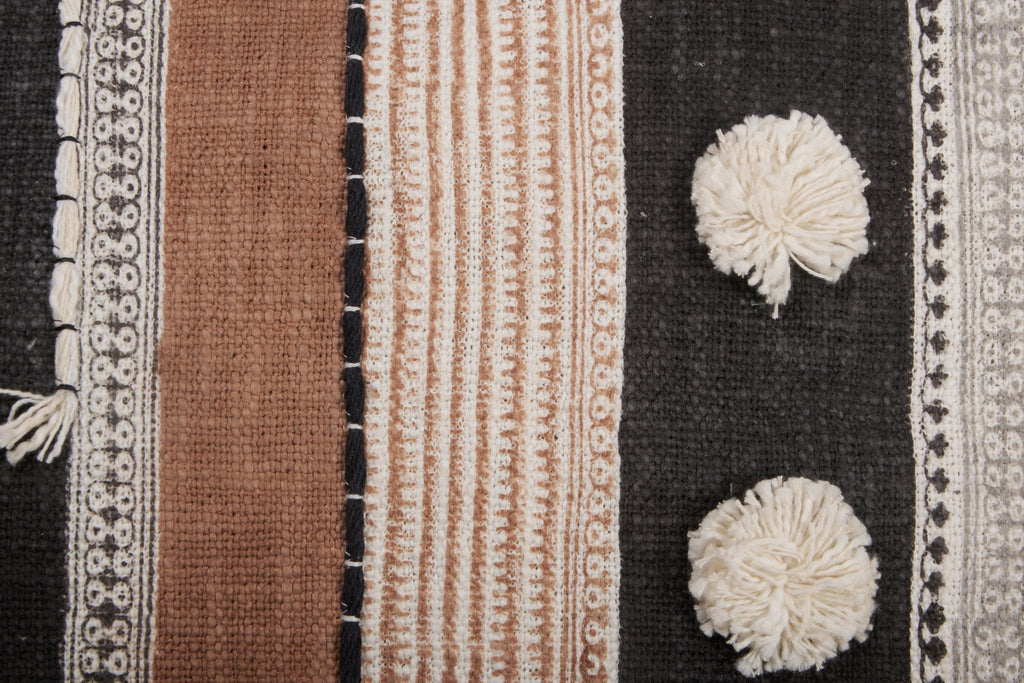 Charcoal & Terracotta Cotton Lumbar Pillow by Studio Vastu