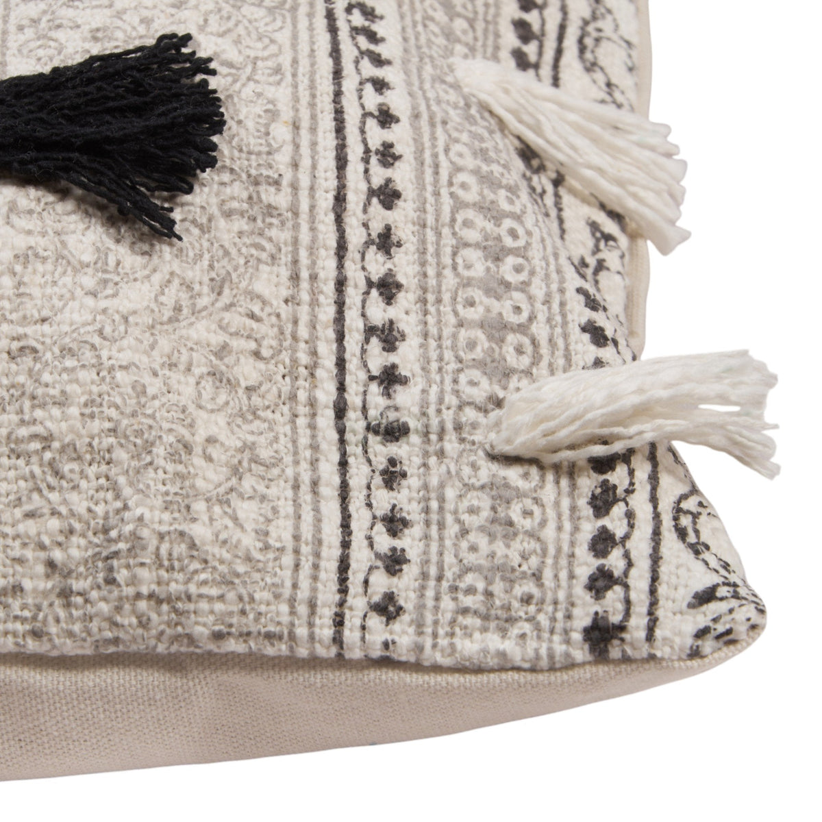 Charcoal & Terracotta Cotton Lumbar Pillow by Studio Vastu
