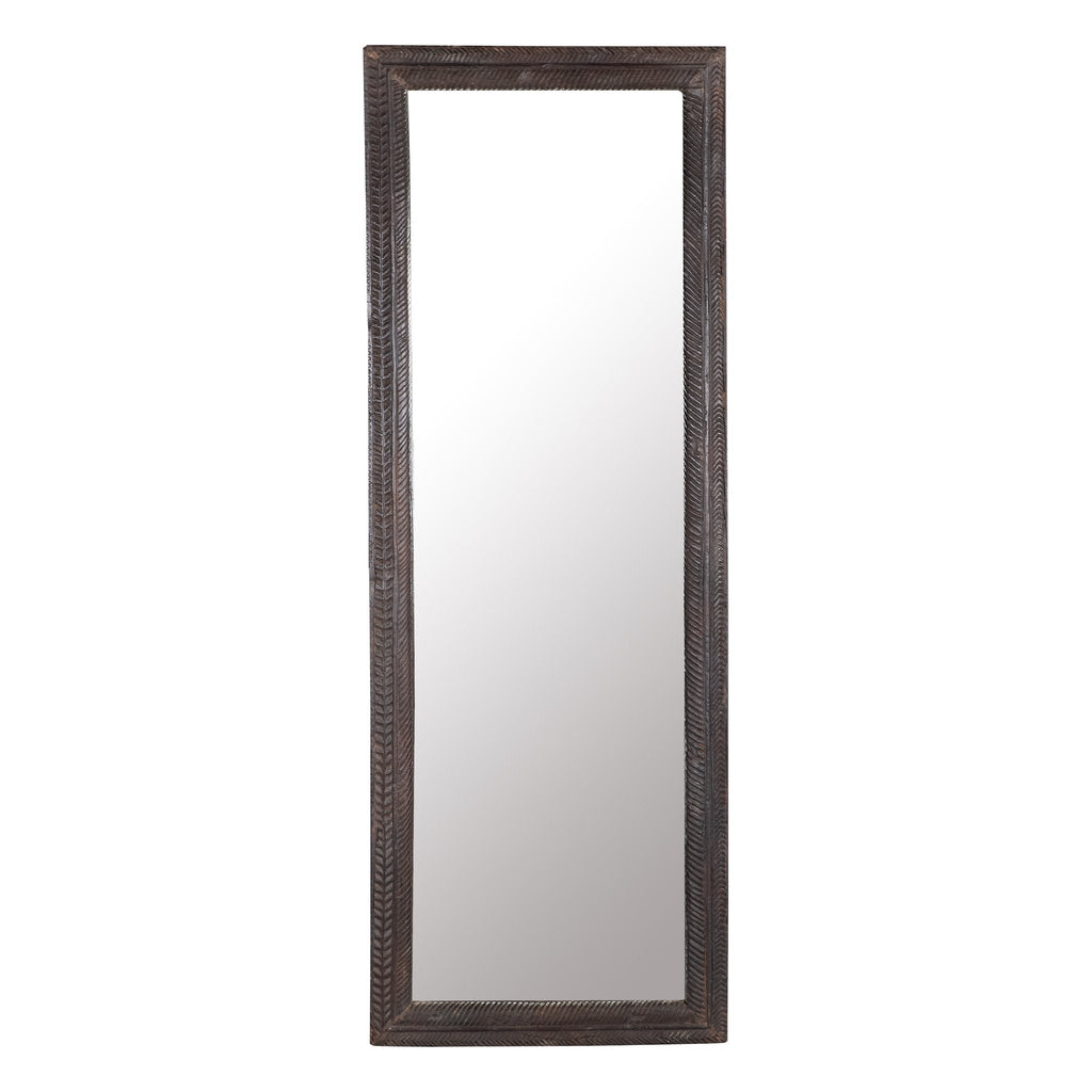 Chevron Carved Wood Full-Length Mirror by Studio Vastu