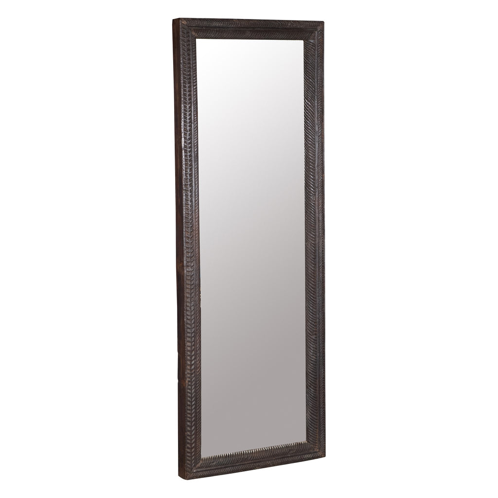 Chevron Carved Wood Full-Length Mirror by Studio Vastu