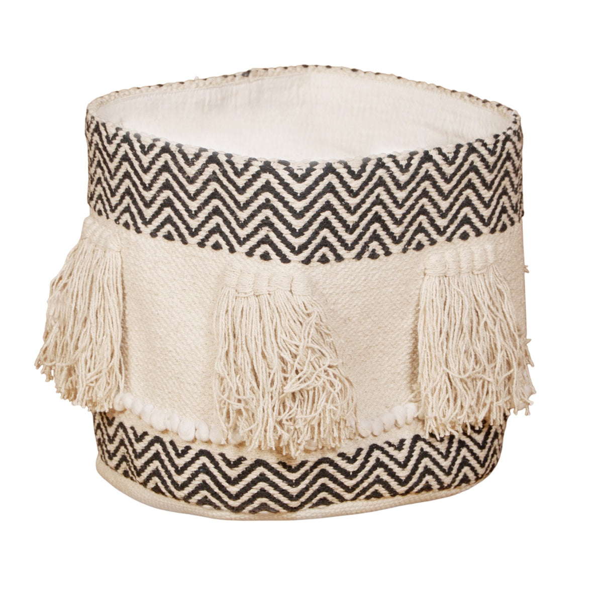 Chevron Tassel Cotton Basket by Studio Vastu