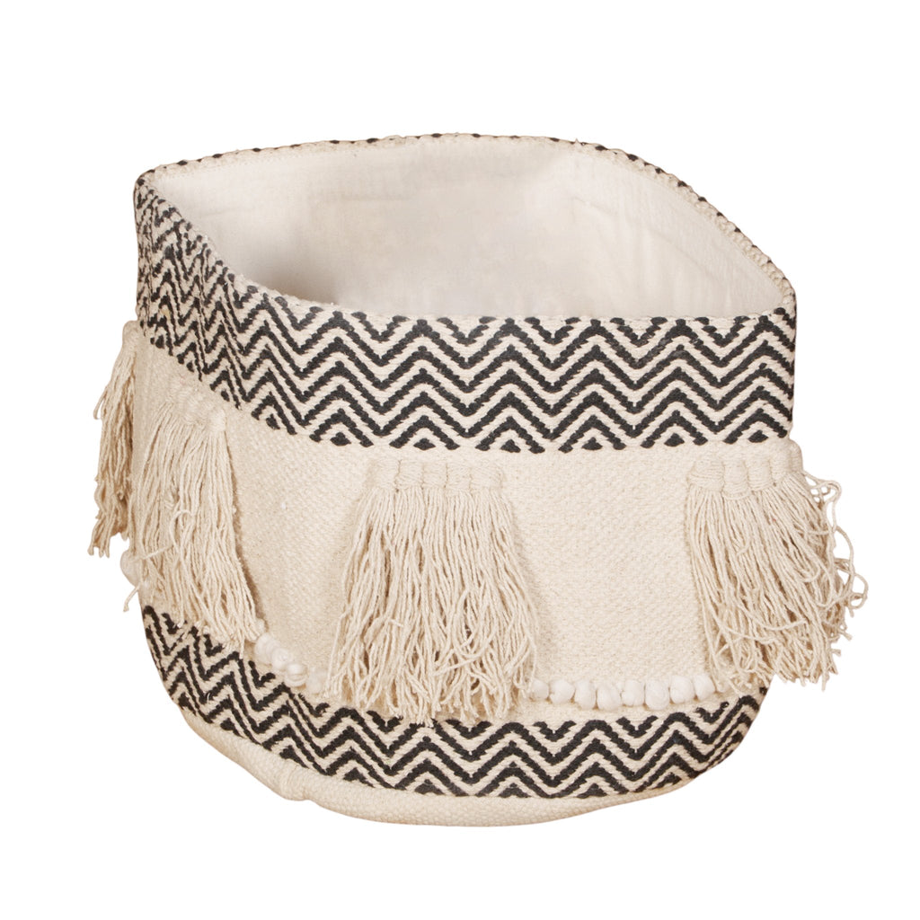 Chevron Tassel Cotton Basket by Studio Vastu