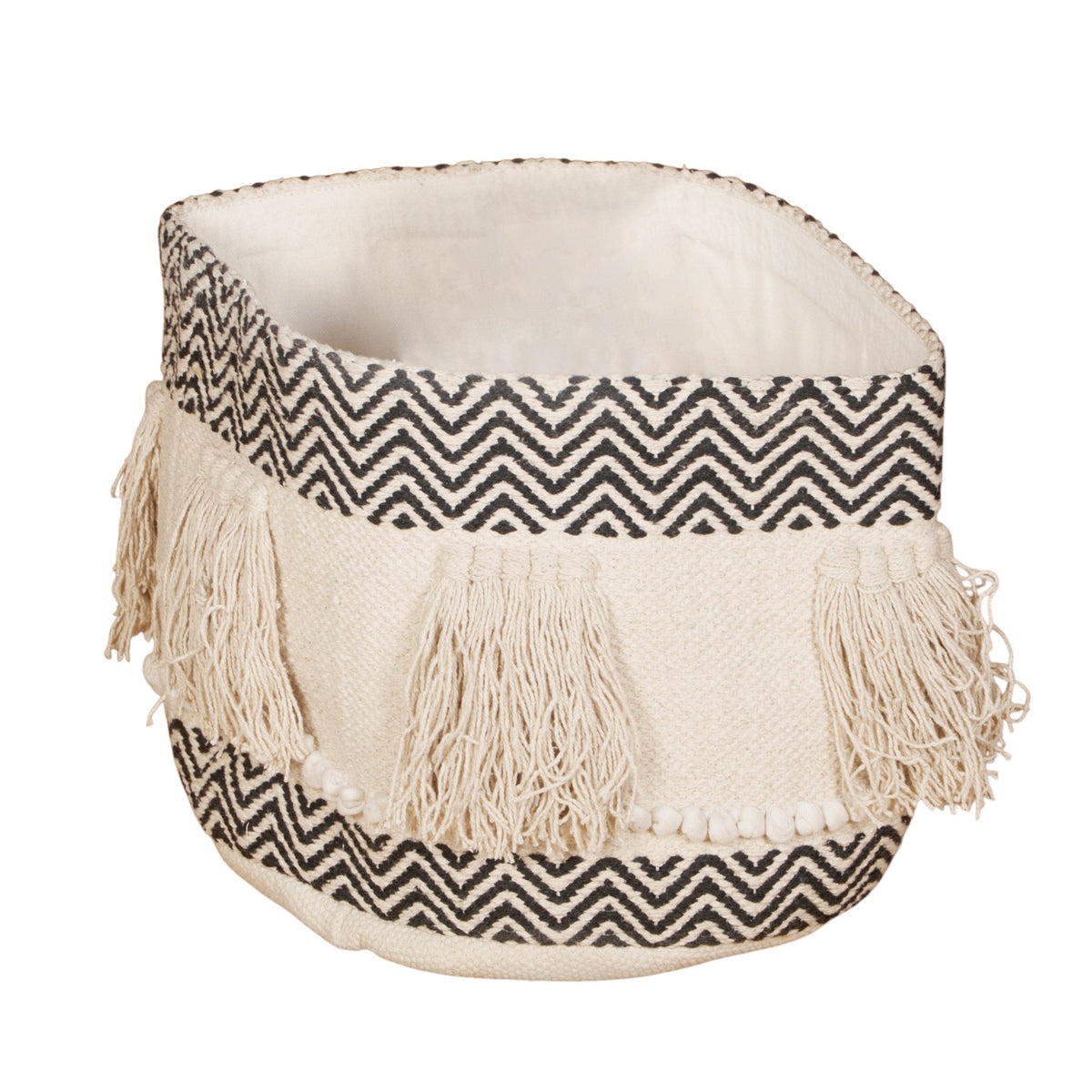 Chevron Tassel Cotton Basket by Studio Vastu