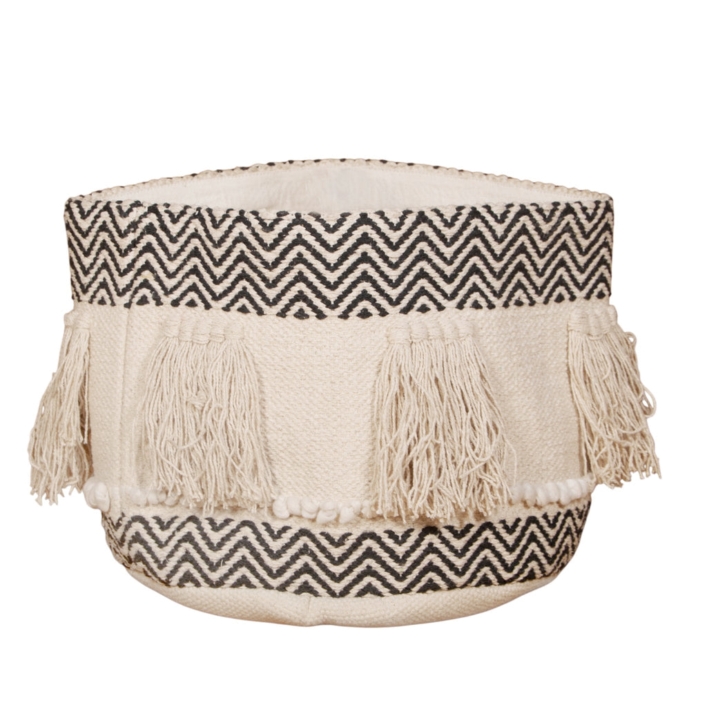 Chevron Tassel Cotton Basket by Studio Vastu