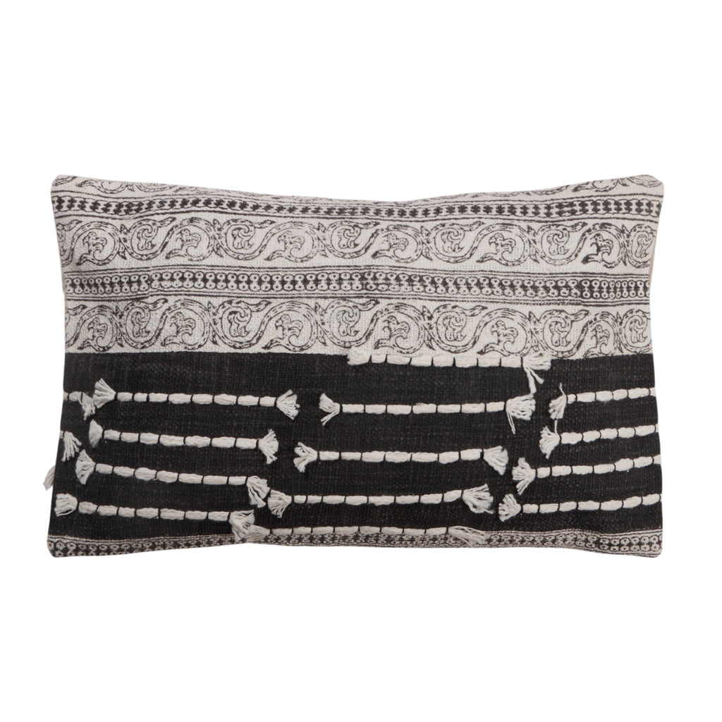 Cotton Block-Printed Lumbar Pillow by Studio Vastu