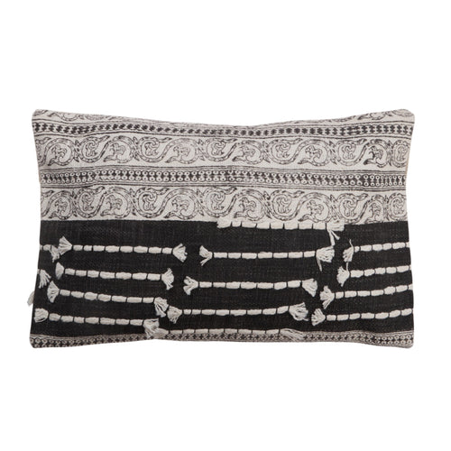 Cotton Block-Printed Lumbar Pillow by Studio Vastu
