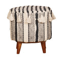 Cotton Wood Tasseled Pattern Stool by Studio Vastu