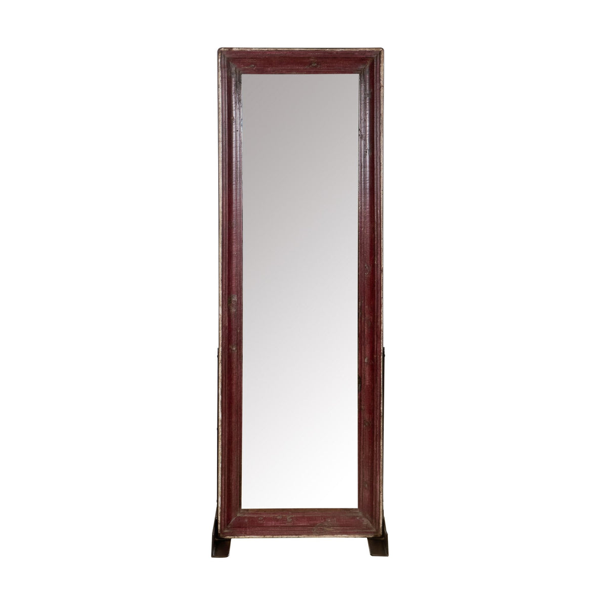 Crimson Wood and Iron Floor Mirror by Studio Vastu