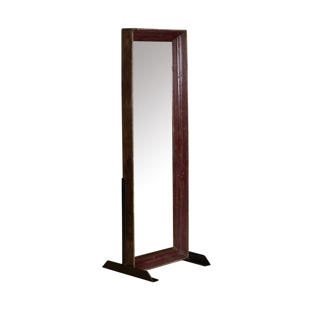 Crimson Wood and Iron Floor Mirror by Studio Vastu