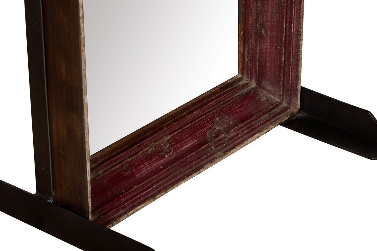 Crimson Wood and Iron Floor Mirror by Studio Vastu