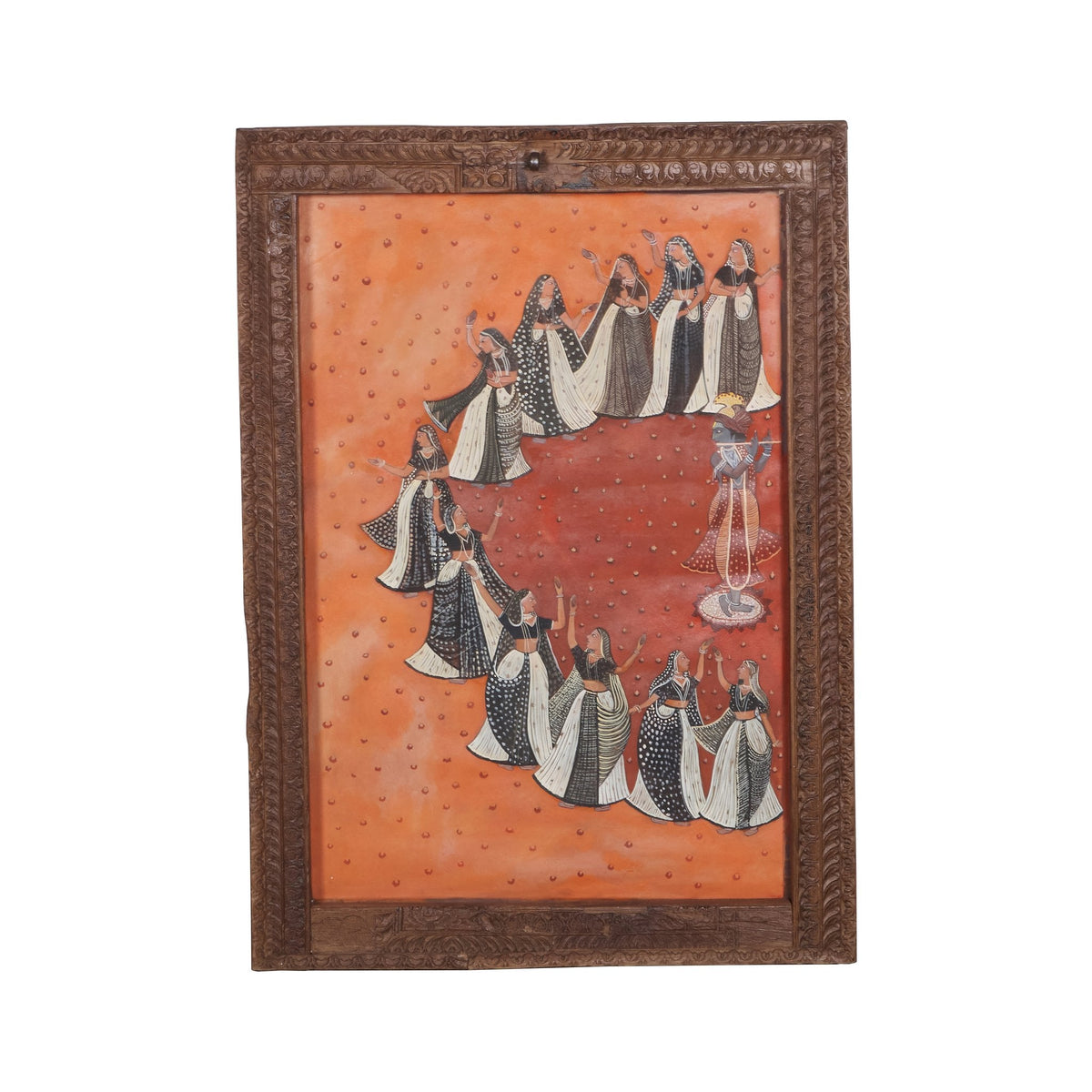 Devotion: Hand-Painted Krishna & Gopi Dance Canvas