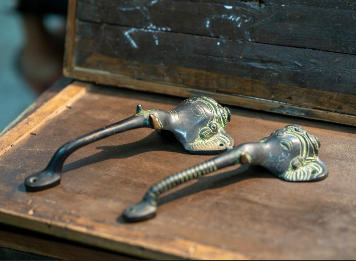 Elephant Head Brass Door Handles by Studio Vastu