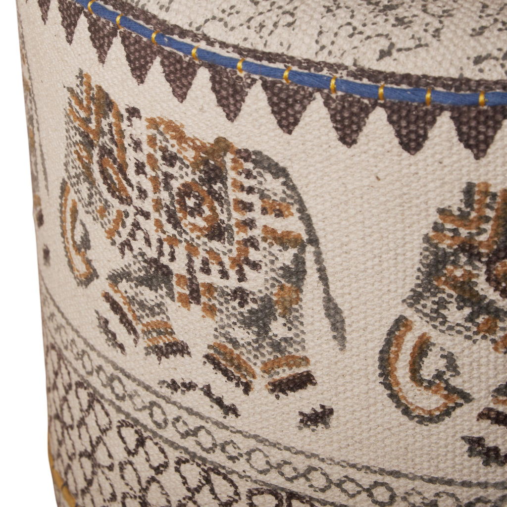 Elephant Motif Cotton Ottoman by Studio Vastu