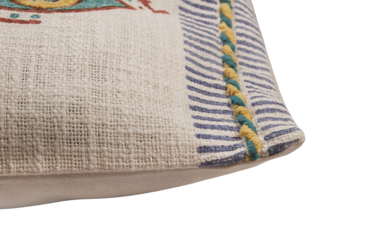 Embroidered Cotton Eye Motif Pillow Cover by Studio Vastu