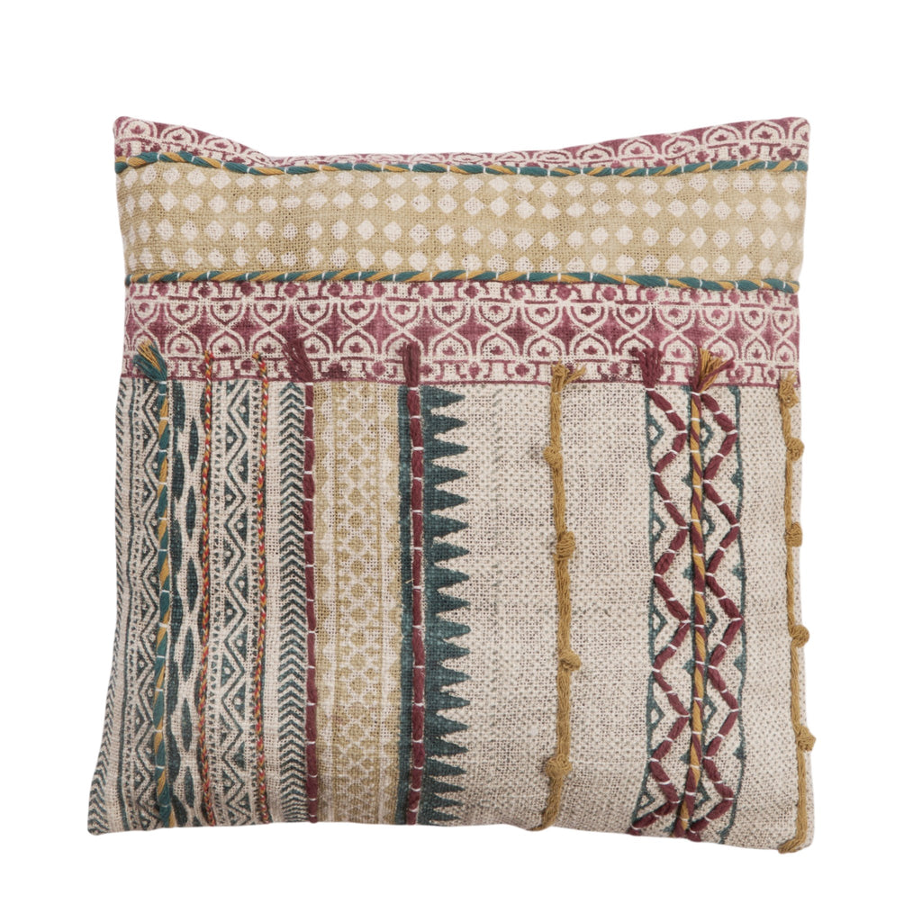 Embroidered Cotton Patchwork Pillow Cover by Studio Vastu