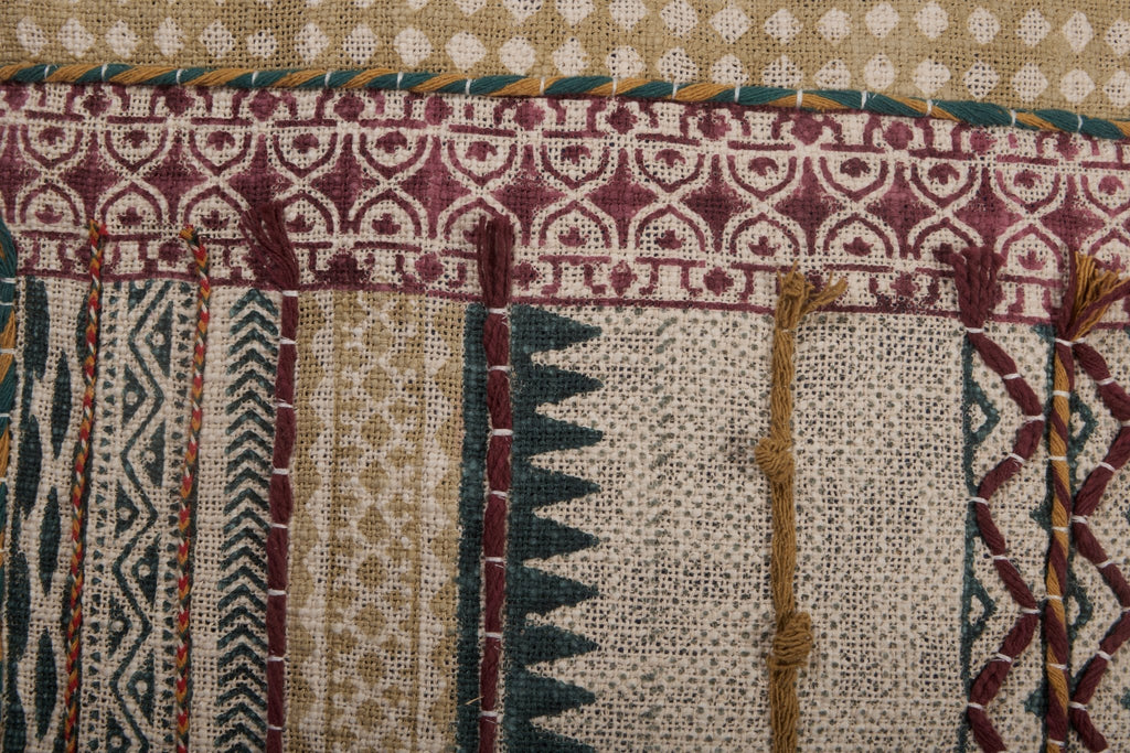 Embroidered Cotton Patchwork Pillow Cover by Studio Vastu